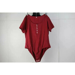 ladies burgundy one piece body blouse size XXL
